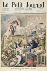 Title page depicting a ruckus in the House of Deputies, illustration from the illustrated supplement of Le Petit Journal, 10th July, 1898 (colour litho) | Obraz na stenu