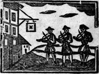 Three Fiddlers, from 'A Book of Roxburghe Ballads' (woodcut) (b/w photo) | Obraz na stenu