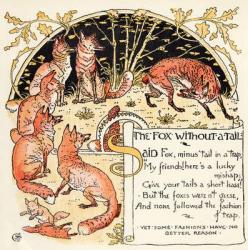 The Fox without a Tail, illustration from 'Baby's Own Aesop', engraved and printed by Edmund Evans, London, published c.1920 (colour litho) | Obraz na stenu
