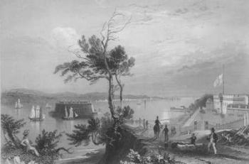 The Narrows from Fort Hamilton (engraving) (b/w photo) | Obraz na stenu