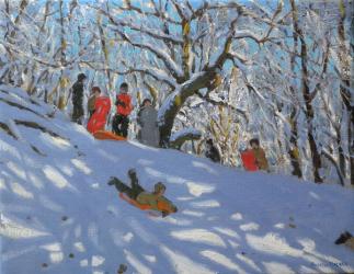Sledging in Allestree Woods, 2011 (oil on canvas) | Obraz na stenu