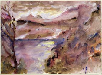 View of Walchen Lake, 1919 (w/c on paper) | Obraz na stenu