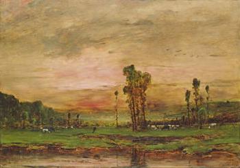 Evening Landscape with a Herd of Cattle near Jouy-en-Josas, 1881 (oil on panel) | Obraz na stenu