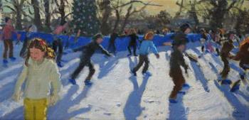 Ice skaters,Christmas Fayre, Fair;Hyde Park,London,2014,(oil on canvas) | Obraz na stenu