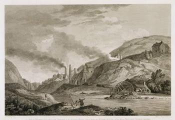 An Iron Work for Casting of Cannon and a Boreing Mill taken from the Madeley side of the River Severn, Shropshire, engraved by Wilson Lowry (1762-1824) 1788 (engraving) (b/w photo) | Obraz na stenu