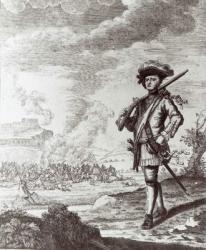 Captain Henry Morgan at the sack of Panama in 1671, c.1734 (engraving) | Obraz na stenu