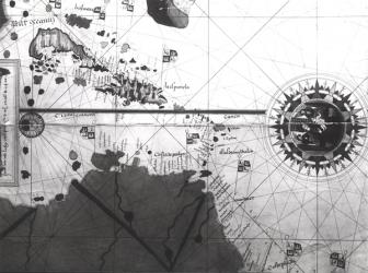 Map of countries first discovered by Christopher Columbus (1451-1506) 1500 (gouache and pen and ink on paper) (b/w photo) | Obraz na stenu