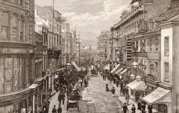 The Queen's Visit to Birmingham: The High Street, from 'The Illustrated London News', 2nd April 1887 (engraving) | Obraz na stenu