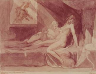 The Nightmare Leaving Two Sleeping Women, 1810 (graphite & w/c on paper) | Obraz na stenu