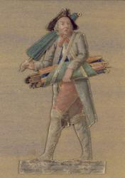 The Umbrella Seller (gouache on card) | Obraz na stenu