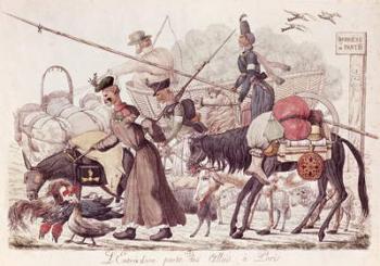Caricature depicting the Entry into Paris of a Part of the Allied Troops, 1814 (coloured etching) | Obraz na stenu