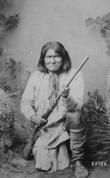 Geronimo holding a rifle, 1884 (b/w photo) | Obraz na stenu