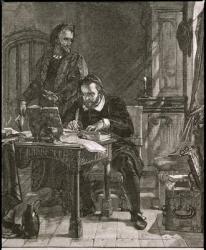 William Tyndale (c.1492-1536) at work (engraving) | Obraz na stenu
