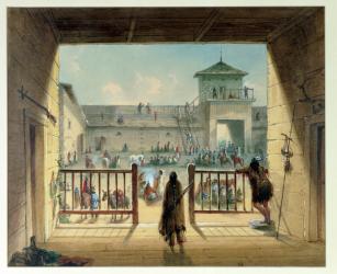 Interior of Fort Laramie, 1858-60 (w/c on paper) | Obraz na stenu