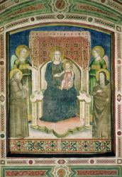 Madonna Enthroned with St. Francis of Assisi, St. Clare and Two Angels (fresco) | Obraz na stenu