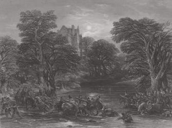 The Scots pursued after the Battle of Preston, engraved by J.C. Varrall, 1844 (engraving) (b/w photo) | Obraz na stenu