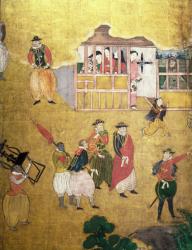 The Arrival of the Portuguese in Japan, detail of the Portuguese from a Namban Byobu screen, 1594-1618 (gouache on paper) | Obraz na stenu