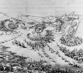 The Siege of the Citadel of Saint-Martin-de-Re in 1627, 1628-31 (engraving) (b/w photo) | Obraz na stenu