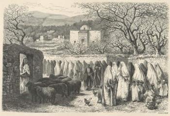 Marabout and Procession: Tlemcen, engraved by Henri Theophile Hildibrand (1824-97) (engraving) | Obraz na stenu