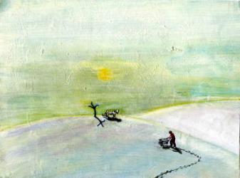 My Wheelbarrow And The Snow Tiger, 2004, (oil on paper) | Obraz na stenu