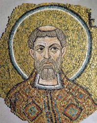 St. Ursicinus: Fragment of a mosaic from the Basilica Ursiana, the former cathedral of Ravenna (mosiac) | Obraz na stenu