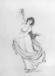 The Muse of Dance, Plate VI from 'Lady Hamilton's 'Attitudes': Drawings faithfully copied from nature', published by S.W.Fores, 1802 (etching on blue paper) (See 137928) | Obraz na stenu
