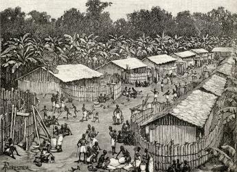 View of Utiri village, Tanzania, 1890 (wood engraving) | Obraz na stenu