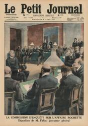 The commission of inquiry on the Rochette affair, Evidence of Monsieur Fabre, public prosecutor, front cover illustration from 'Le Petit Journal', supplement illustre, 5th April 1914 (colour litho) | Obraz na stenu