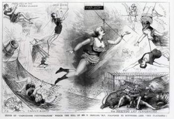 Types of 'Dangerous Performances' which the bill of Mr E. Jenkins, M.P. proposes to suppress, illustration from 'The Penny Illustrated Paper', March 12, 1880 (engraving) | Obraz na stenu
