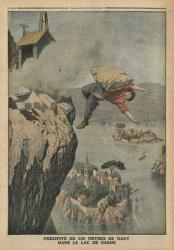 Falling in Lake Garda, illustration from 'Le Petit Journal', supplement illustre, 18th December 1910 (colour litho) | Obraz na stenu