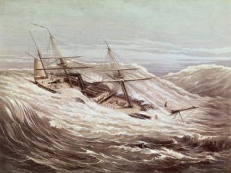 The Mississippi Steam Frigate in a Typhoon, engraved by Currier & Ives, 1854 (litho) | Obraz na stenu