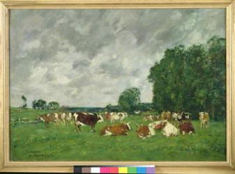 Pasture in Fervaques or, Cows in a Pasture, 1874 (oil on canvas) | Obraz na stenu
