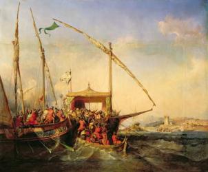 Naval Battle of Imbre in 1346, 1842 (oil on canvas) | Obraz na stenu