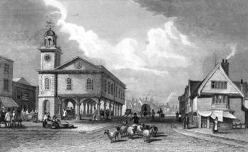 View of Faversham, Kent, 1832 (engraving) (b/w photo) | Obraz na stenu