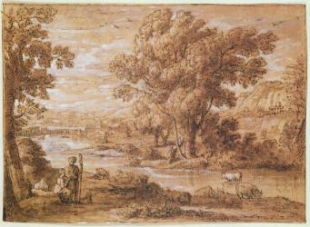 Shepherd and Shepherdess (pen, watercolour and bistre wash) | Obraz na stenu