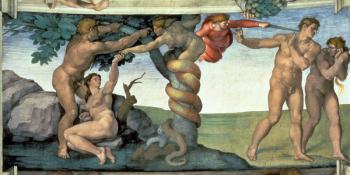 Sistine Chapel Ceiling (1508-12): The Fall of Man, 1510 (fresco) (post restoration) | Obraz na stenu