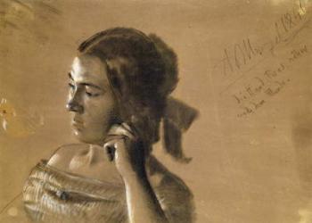 Study for a portrait of Mrs Von Maercker, 1846 (chalk and charcoal on paper) | Obraz na stenu