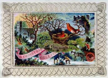 A Christmas Greeting, Victorian postcard (colour litho) | Obraz na stenu