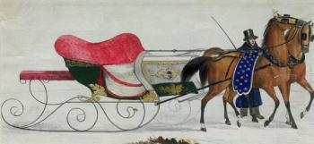 Horse Drawn Sleigh (w/c on paper) (digital detail) | Obraz na stenu