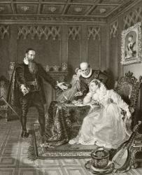 John Knox admonishing Mary Queen of Scots about her planned marriage to Don Carlos, son of Philip II of Spain, 24 June 1563, from 'The National and Domestic History of England' by William Hickman Smith Aubrey (1858-1916) published London, c.1890 (litho) | Obraz na stenu