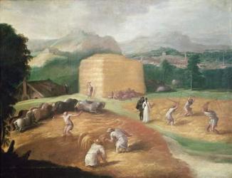 Landscape with Corn Threshers (oil on canvas) | Obraz na stenu