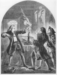 Kelly the Non Jurine Clergyman Destroying Treasonable Papers (engraving) (b/w photo) | Obraz na stenu