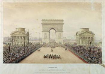 Entry of Napoleon III into Paris, through the Arc de Triomphe, on 2nd December 1852 (w/c and engraving) | Obraz na stenu