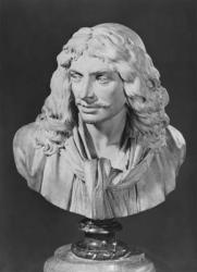 Bust of Jean-Baptiste Poquelin, known as Moliere, 1781 (terracotta) (b/w photo) | Obraz na stenu