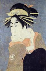 Matsumoto Yonesaburo in the role of the courtesan Kewaizaka No Shosho (Shinobu) in the play 'Katakiuchi Noriai Banashi', c.1794-95 (woodblock print) (see also 180628) | Obraz na stenu