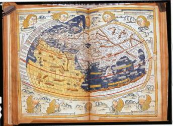 Map of the world, 1486 (coloured engraving) | Obraz na stenu
