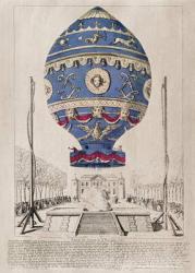 The Montgolfier Brothers' Balloon Experiment at the Chateau de la Muette, 21st November, 1783 (coloured engraving) | Obraz na stenu