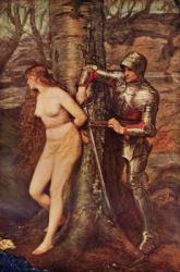 A Knight-errant - Figure of chivalric romance literature, illustration from 'Romance and Legend of Chivalry' by A. R. Hope Moncrieff (colour litho) | Obraz na stenu