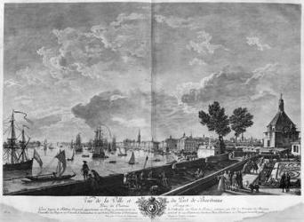 View of the Town and Port of Bordeaux seen from Chateau Trompette, series of 'Les Ports de France', engraved by Charles Nicolas Cochin the Younger (1715-90) and Jacques Philippe Le Bas (1707-83) 1764 (etching & burin) | Obraz na stenu