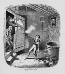 The Burglary, from 'The Adventures of Oliver Twist' by Charles Dickens (1812-70) 1838, published by Chapman & Hall, 1901 (engraving) | Obraz na stenu